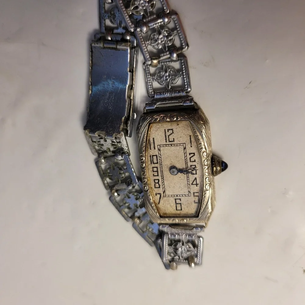 Vintage‎ Elgin Giant 14k Solid Gold Watch Filigree 1920s Lady Crosby WORKS